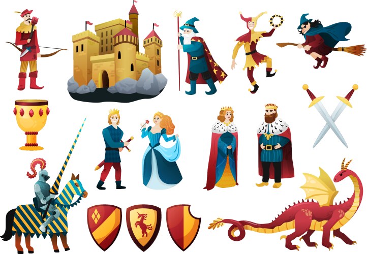 Medieval icons set Royalty Free Vector Image - VectorStock
