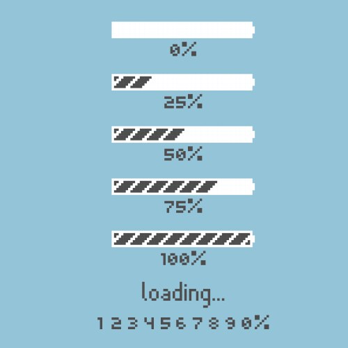 8bit pixel art loading process counter bar vector image