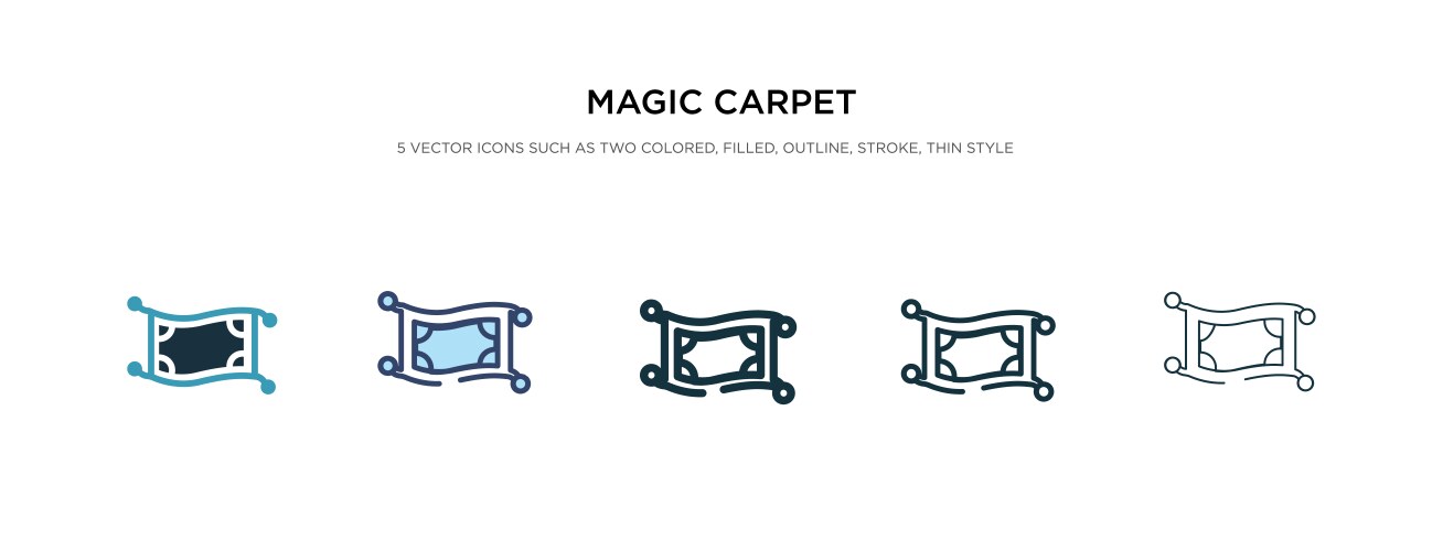 Magic carpet icon in different style two colored vector image