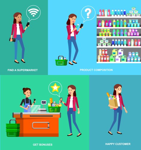 Shop supermarket flat Royalty Free Vector Image