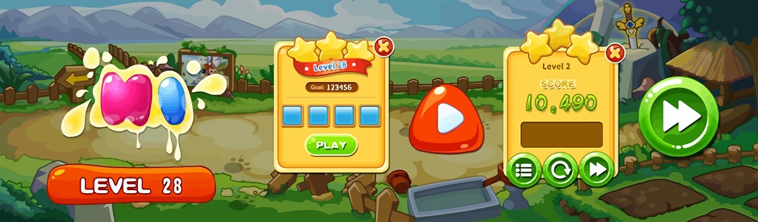 Complete set of level button game ui pop-up icon vector image