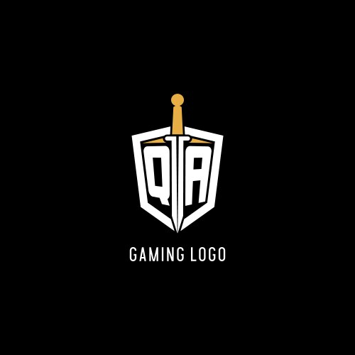 Letter qa logo with shield and sword design vector image