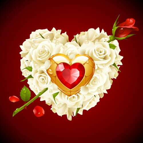 Heart with roses Royalty Free Vector Image - VectorStock