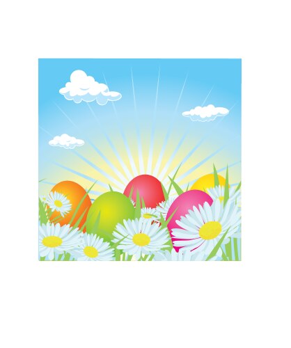 Colorful eggs and spring green grass borders set Vector Image