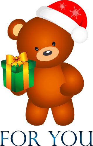 bear with christmas present vector image