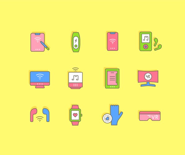 set simple line icons modern gadgets vector image