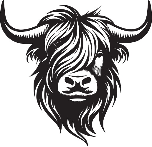 Highland Cow Logo - Minimalist Vector Image