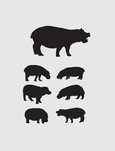 Hippopotamus silhouettes Vector Image