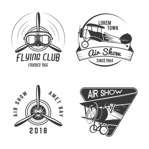 Vintage Airplane & Flight Logos Vector Image