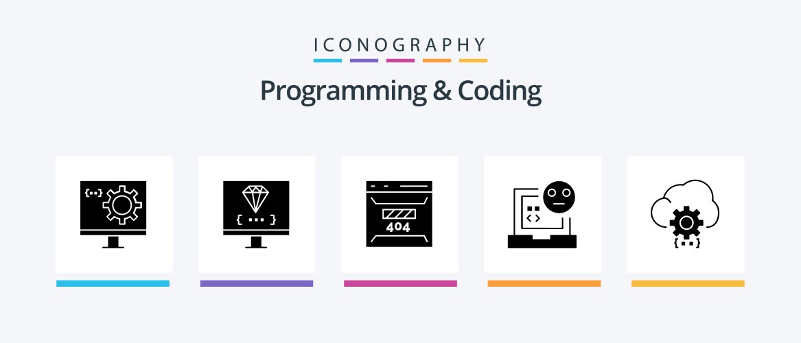 Programming and coding glyph 5 icon pack vektorbild