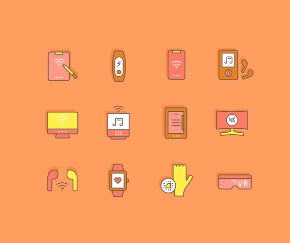 set simple line icons modern gadgets vector image