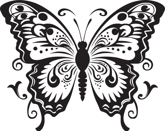 Butterfly - black and white Vector Image