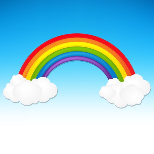Colorful rainbow with clouds 3d Royalty Free Vector Image