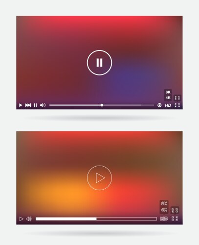 Video player window with menu and buttons panel vector image
