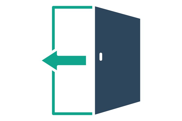 Exit icon solid style open door with arrow vector image