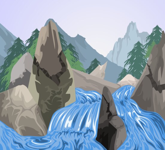 A waterfall nature landscape Royalty Free Vector Image
