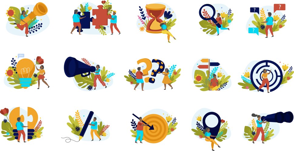 searching decisions flat icons vector