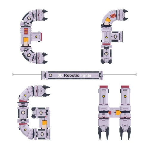 Alphabet typography font 3d robot style in a set vector image