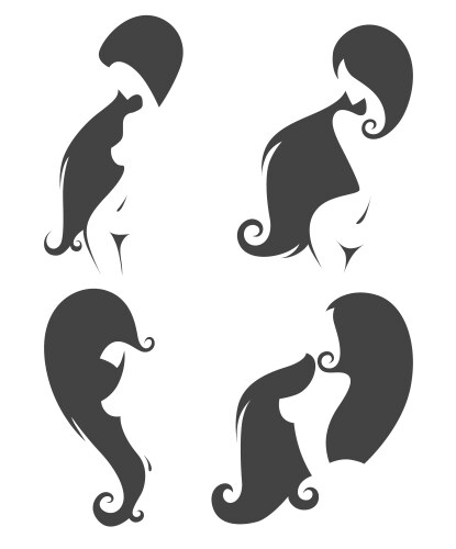 Collection of naked girls silhouettes vector image