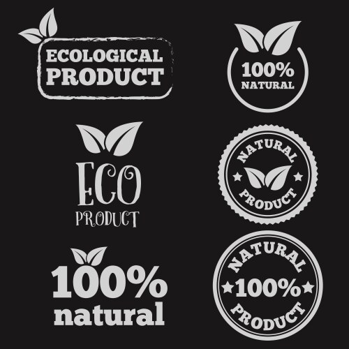 Logo badge label logotype elements with leafs Vector Image