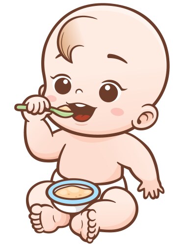 Cartoon Baby Eating Vector Image