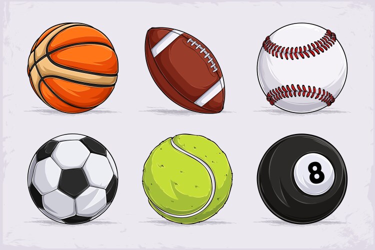 Set of four cartoon sports balls Royalty Free Vector Image set-of-four-cartoon-sports-balls-royalty-free-vector-image