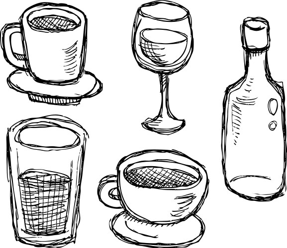Sketchy Drinks Collection Vector Image