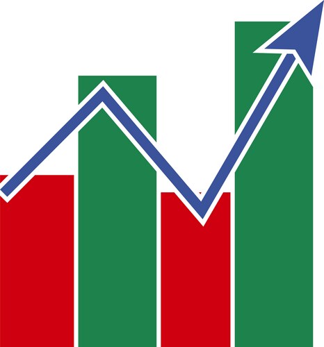 Trend up graph icon in trendy isolated on white Vector Image