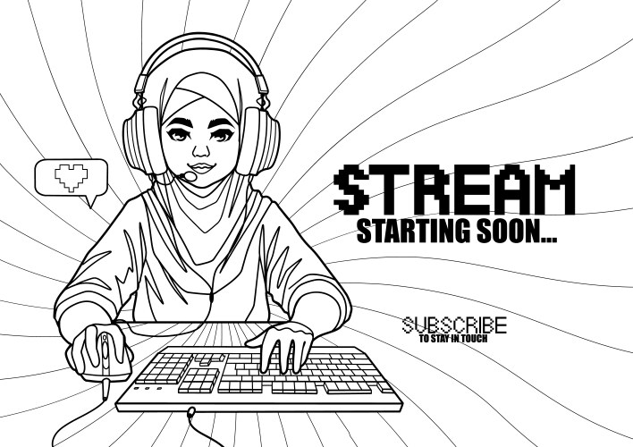 muslim girl gamer or streamer with cat ears vector image