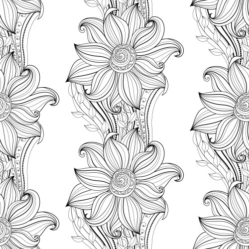 Floral engraved seamless pattern flower garden Vector Image