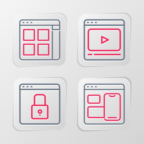 Set line web developer programming code secure vector image