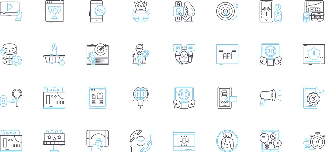 Cloud computing linear icons set scalability vector image