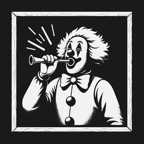 Vintage Clown Blowing Horn Vector Image