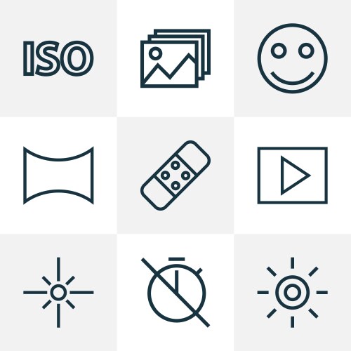 image icons line style set with no timer wb vector image