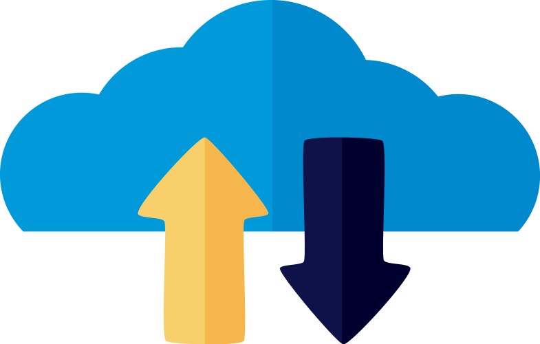 Cloud computing with arrows down and up load flat vector image