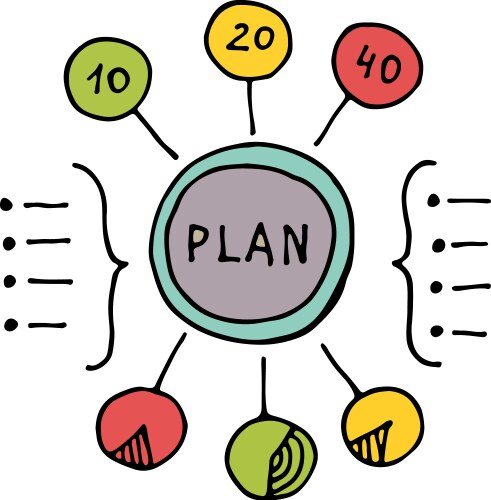 plan presentation with chart and points color vector image