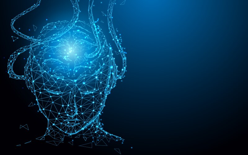 Human head form lines triangles and particle vector image
