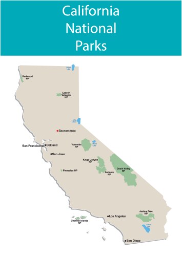 informational map of california national parks vector image