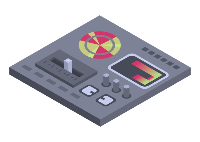 Isometric control panel spaceship with slider Vector Image