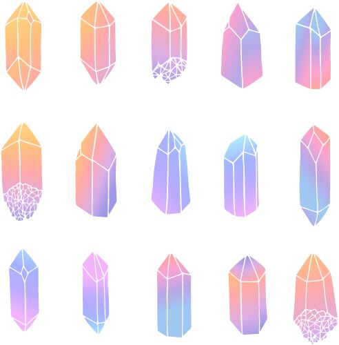 Polygonal crystals icons big set Royalty Free Vector Image