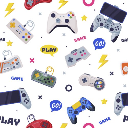 Modern game console controllers seamless pattern vector image