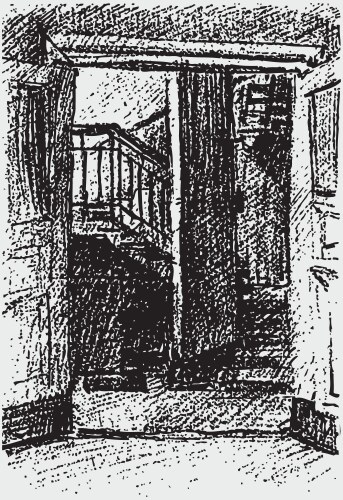 Drawing open door to an entrance Vector Image