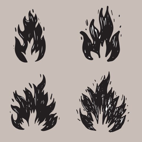 Hand Drawn Fire and Flame Doodle Vector Image