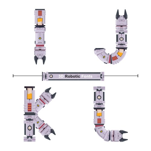 Alphabet typography font 3d robot style in a set vector image