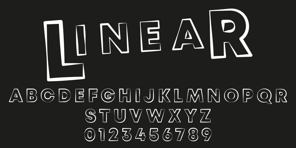 Linear Alphabet &amp; Number Set Vector Image