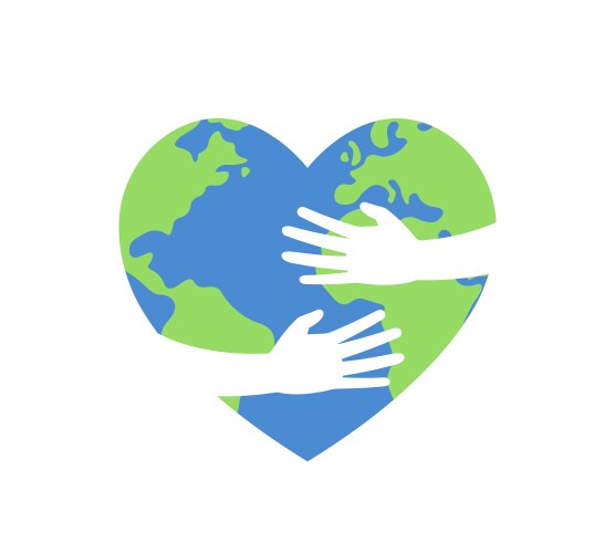 save the planet concept heart shaped earth symbol vector image