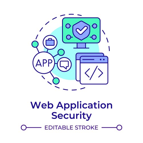 Web application security multi color concept icon vector image