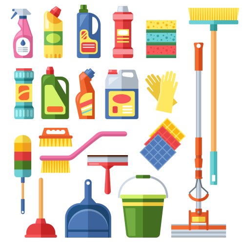 House cleaning tools Royalty Free Vector Image