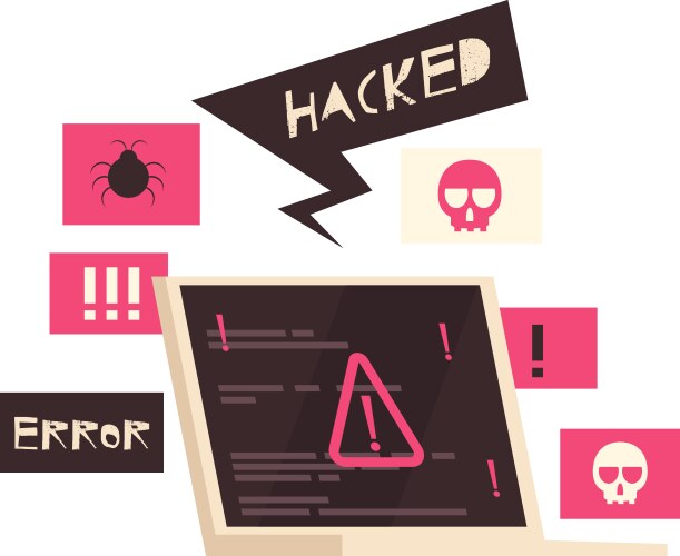 Hacked computer error composition vector image