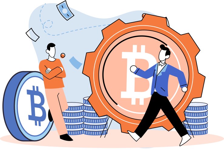 Cryptocurrency bitcoin mining metaphor blockchain vector image